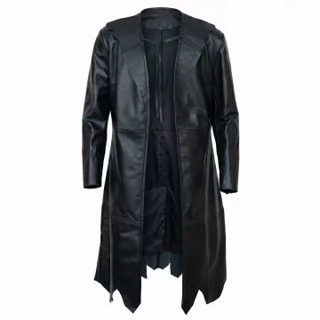Maleficent Black Leather Coat front view