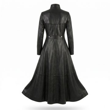 Matrix Trinity Black Leather Coat back view