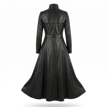Matrix Trinity Black Leather Coat back view