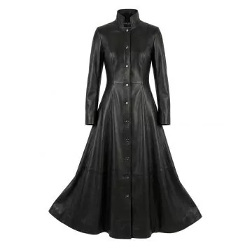 Trinity Black Leather Coat The Matrix Replica Women