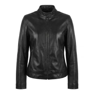 Resident Evil Alice Black Leather Jacket front view