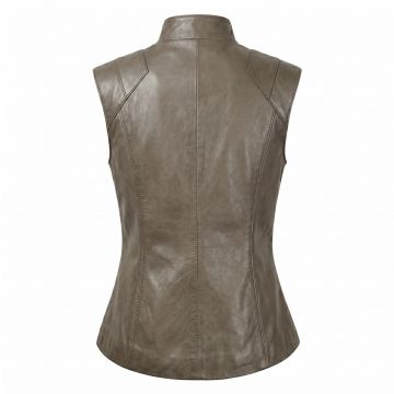 Rey Star Wars Brown Leather Vest back view