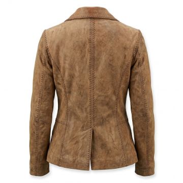 The Mummy Evelyn Brown Leather Jacket back view