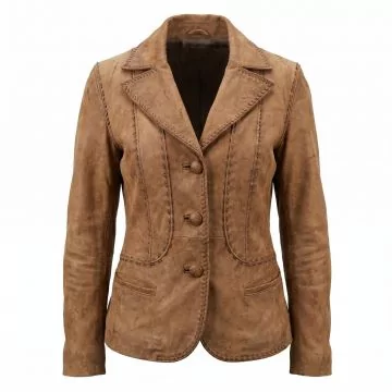 The Mummy Evelyn Brown Leather Jacket front view