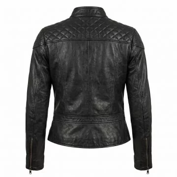 Wanted Angelina Jolie Fox leather biker jacket for women, back view