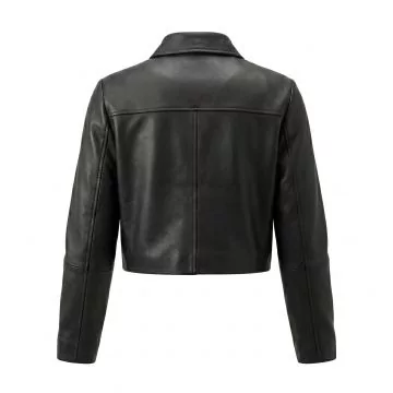 Wednesday Black Leather Jacket back view