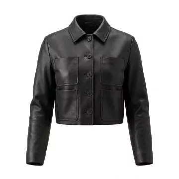 Wednesday Black Leather Jacket front view