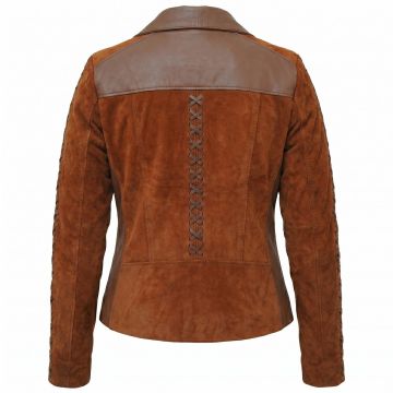 Wonder Woman Diana Brown Leather Jacket back view