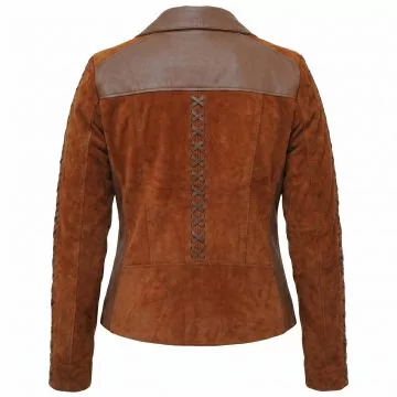 Wonder Woman Diana Brown Leather Jacket back view