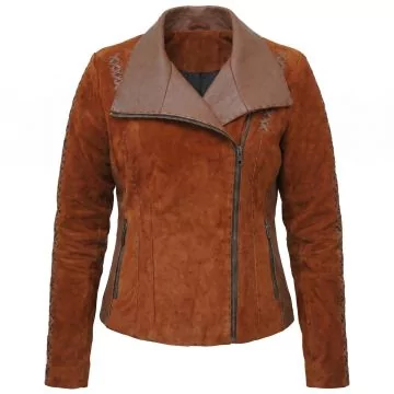 Giacca in Pelle Scamosciata Diana Prince Marrone