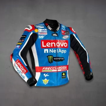 Veste Francesco Bagnaia Ducati bleue GP d'Italie 2024, vue du côté droit