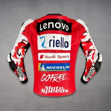 Blouson cuir Francesco Bagnaia Ducati 2026, vue de dos