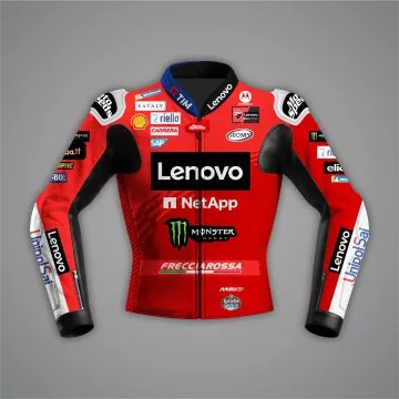 Francesco Bagnaia Red Leather Motorcycle Jacket