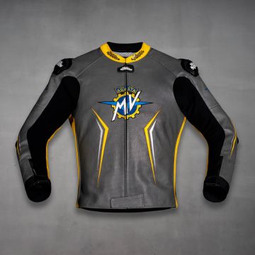 graue Motorradjacke