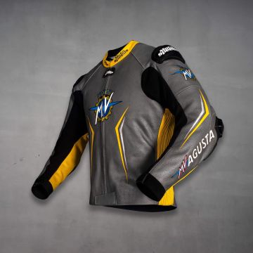 grey leather motorcycle jacket