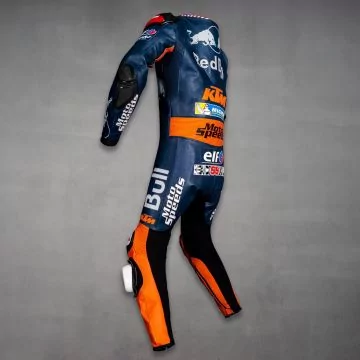 Hafizh Syahrin Red Bull KTM 2019 leather suit, second left side view
