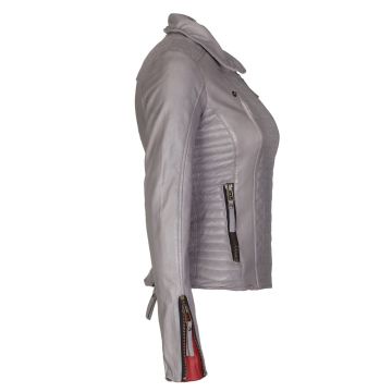 Grey Leather Jacket Womens