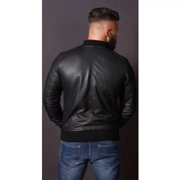 sheepskin leather bomber jacket