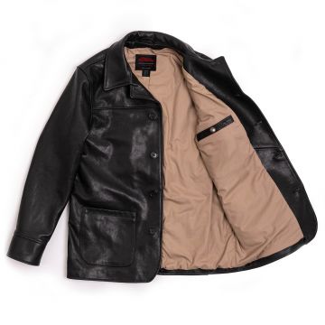 Manteau en Cuir Noir Pour Homme