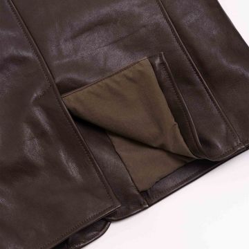 Heritage Brown Leather Car Coat inner