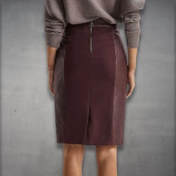 High Waisted Leather Skirt back view
