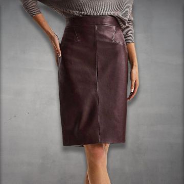 high waisted leather pencil skirt