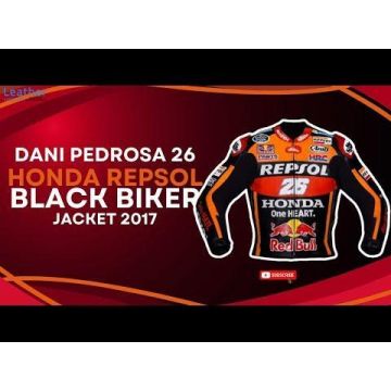 Dani Pedrosa 26 Honda Repsol Schwarze Bikerjacke 2017