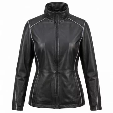 Hunger Games Katniss Black Leather Jacket front view