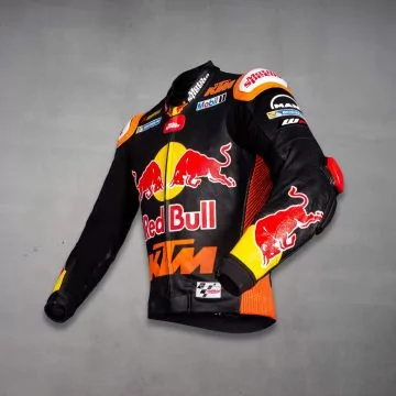 Veste de course réplique Jack Miller en cuir de vachette, vue de gauche