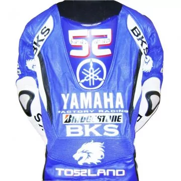 blue yamaha race suit