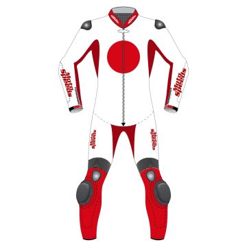 Costume en cuir sur mesure avec drapeau du Japon