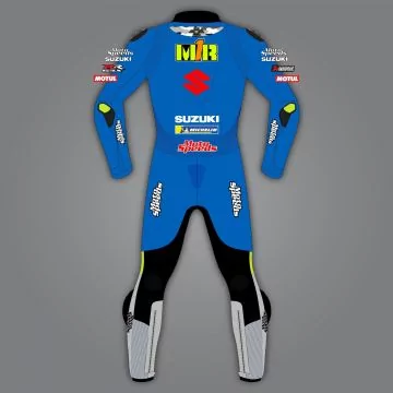 Joan Mir 2021 Suzuki motorcycle leathers, back view