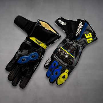 Joan Mir Leather Gloves for Bikers MotoGP 2022 upper and lower view
