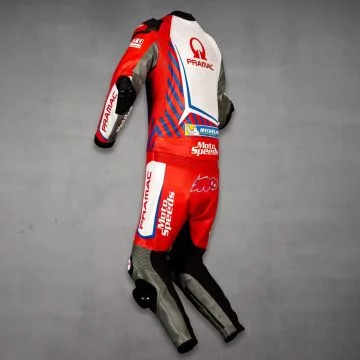 Lederkombi Für Motorrad Johan Zarco Ducati MotoGP 2021 linke hintere Ansicht