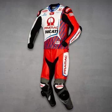Lederkombi Für Motorrad Johan Zarco Ducati MotoGP 2021 linke Ansicht 