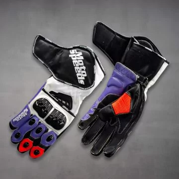 Matching Johann Zarco Ducati racing gloves, top and palm view