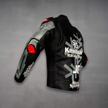 Jonathan Rea 2022 Kawasaki leather jacket, second left side angle