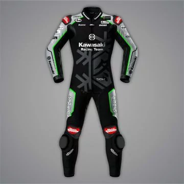 Jonathan Rea Leather Suit Motorcycle Kawasaki Jerez Test 2022 front view