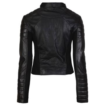 Kelly Moda Giubbotto Pelle Donna Nera Vista posteriore