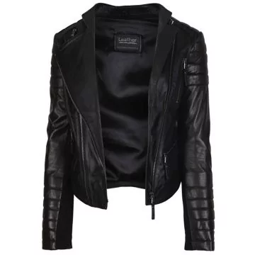 short leather jacket women