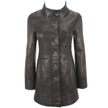 Ladies Long Leather Coat