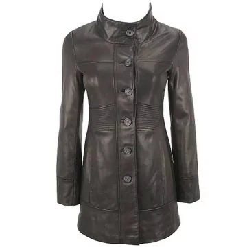 womens 3/4 length leather coat