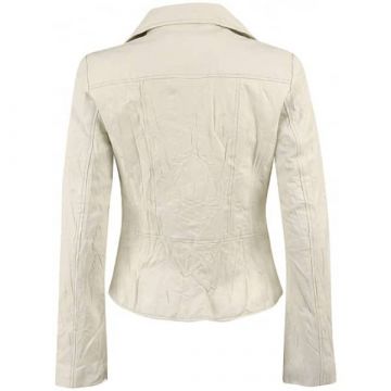 Veste en cuir biker Brando à volants pour femmes