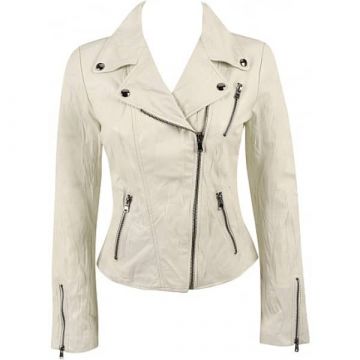 Veste en cuir blanche pour femmes