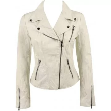 sheepskin crinkle leather jacket women