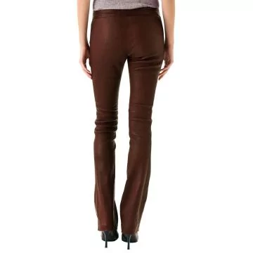 Ladies Leather Pants Brown