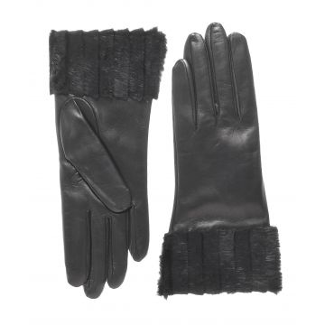 Gants à poignet en fourrure noire pour femmes