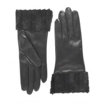 Gants à poignet en fourrure noire pour femmes