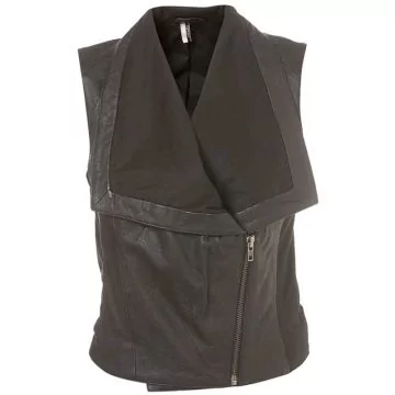womens leather vest brown