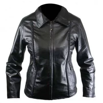 Braided Leather Biker Jacket